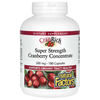 Natural Factors, CranRich, Super Força, Concentrado de Cranberry, 500 mg, 180 Cápsulas