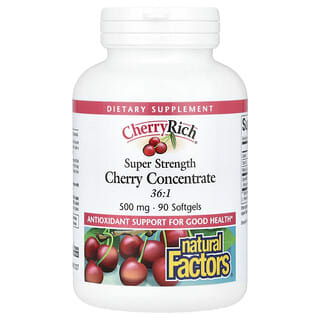 Natural Factors, Concentrado de cereza, Superconcentración, 500 mg, 90 cápsulas blandas