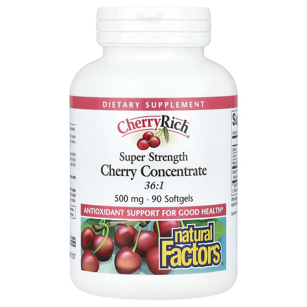 Natural Factors Cherry Rich, Super Strength Cherry Concentrate, 500 mg, 90 Softgels