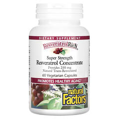 Natural Factors, ResveratrolRich, концентрат ресвератролу підсиленої дії, 60 вегетаріанських капсул