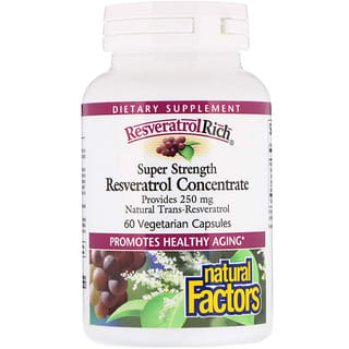 Natural Factors, ResveratrolRich, Potência Superior, Concentrado de Resveratrol, 60 Cápsulas Vegetarianas