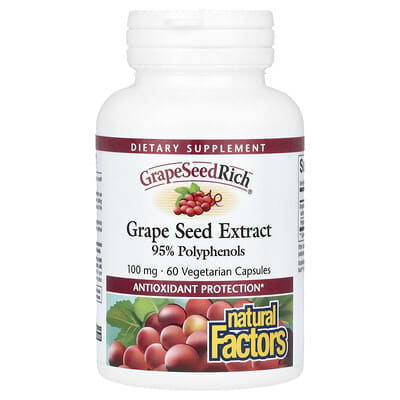 Natural Factors, Grape Seed Rich, Grape Seed Extract, 100 mcg, 60 Vegetarian Capsules