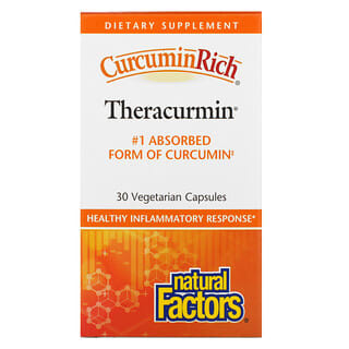 Natural Factors, CurcuminRich, Theracurmin, добавка з куркуміном, 30 вегетаріанських капсул