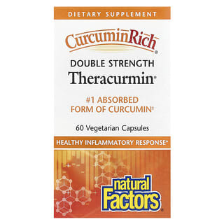 Natural Factors, CurcuminRich, Theracurmin de Potência em Dobro, 60 Cápsulas Vegetais