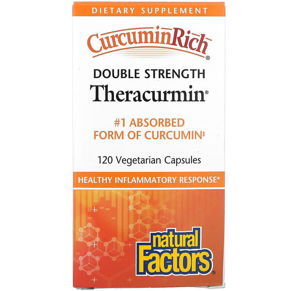 Natural Factors, CurcuminRich Theracurmin สูตรเข้มข้นสองเท่า บรรจุแคปซูลมังสวิรัติ 120 แคปซูล