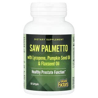 Natural Factors, Saw Palmetto with Lycopene, Pumpkin Seed Oil & Flaxseed Oil, 60 Softgels