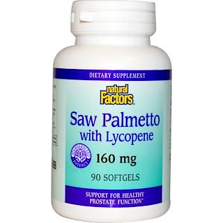 Natural Factors, Saw Palmetto, with Lycopene, 160 mg, 90 Softgels