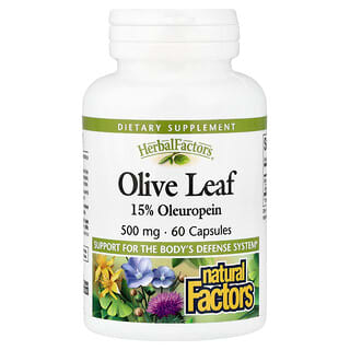 Natural Factors, HerbalFactors® листья оливы, 500 мг, 60 капсул