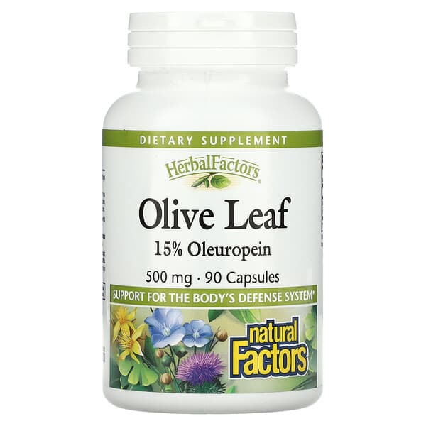 Natural Factors, Olive Leaf, Olivenblätter, 500 mg, 90 Kapseln