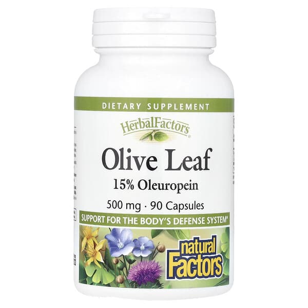 Natural Factors HerbalFactors®, Olive Leaf, 500 mg, 90 Capsules