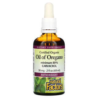 Natural Factors, Certified Organic Oil Of Oregano, 30 mg, 2 fl oz (60 ml)
