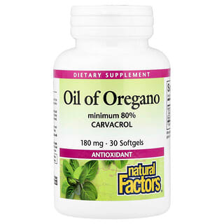 Natural Factors, Oreganový olej, 30 měkkých kapslí