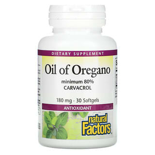 Natural Factors, Huile d'origan, 180 mg, 30 capsules à enveloppe molle