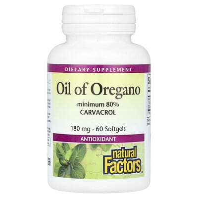 Natural Factors, Oil Of Oregano, 180 mg, 60 Softgels