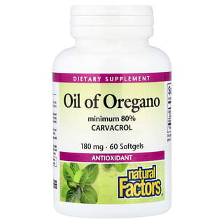 Natural Factors, масло орегано, 180 мг, 60 капсул