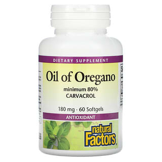 Natural Factors, Óleo de Orégano, 180 mg, 60 Cápsulas Softgel
