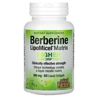 Natural Factors, Matriz de berberina LipoMicel, 500 mg, 60 cápsulas blandas líquidas