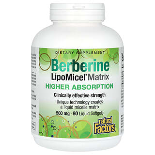 Natural Factors, Berbérine, Matrice LipoMicel, 500 mg, 90 capsules à enveloppe molle liquides