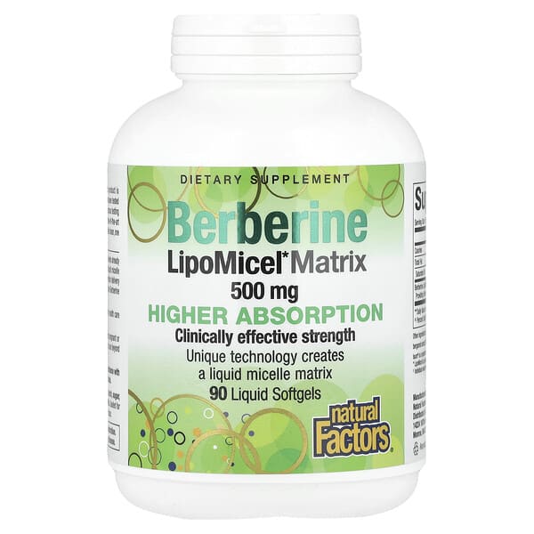 Natural Factors, Berberine LipoMicel Matrix，500 毫克，90 粒液體軟凝膠