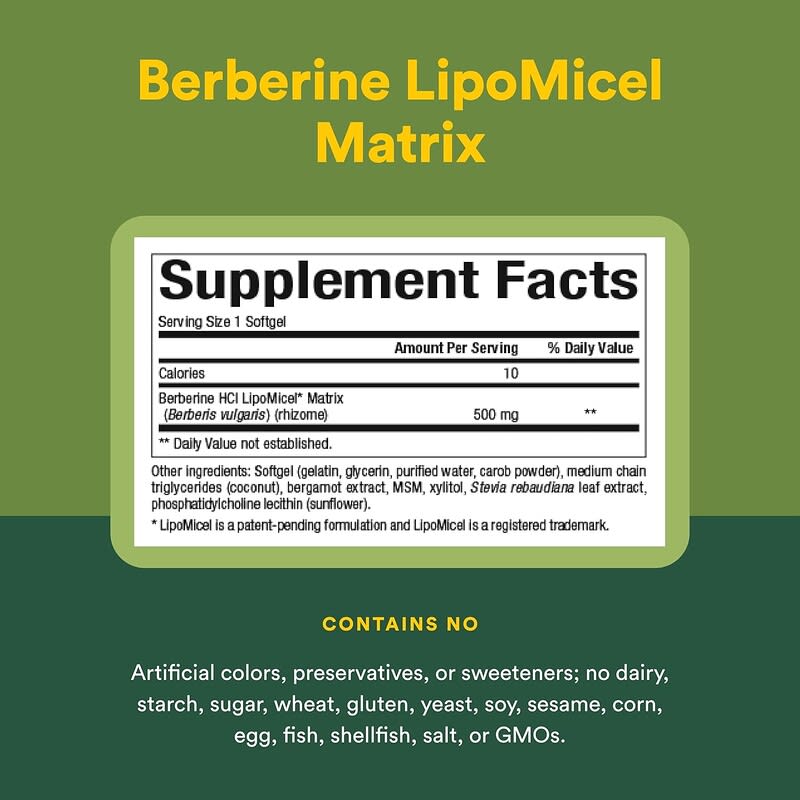 Berberine LipoMicel Matrix, 500 мг, 90 капсул із рідиною