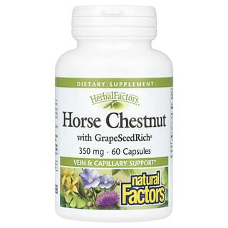 Natural Factors, HerbalFactors, Horse Chestnut with GrapeSeedRich, 350 mg, 60 Capsules