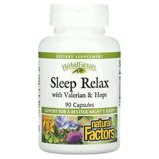 Natural Factors, Sleep Relax, с валерианой и хмелем, 90 капсул