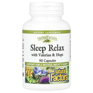 Natural Factors, Herbal Factors®, Sleep Relax with Valerian & Hops, 90 Capsules