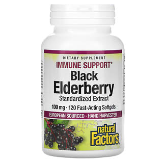 Natural Factors, Black Elderberry, 100 mg, 120 Fast-Acting Softgels