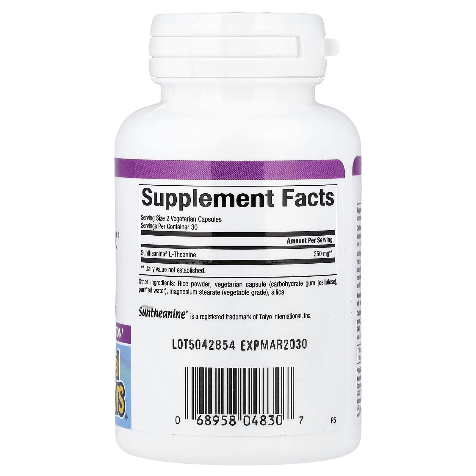 Label photo 1 of the Natural Factors L-Theanine 250 mg