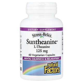 Natural Factors, Stress-Relax, Suntheanine, L-теанин, 60 вегетарианских капсул (125 мг в 1 капсуле)