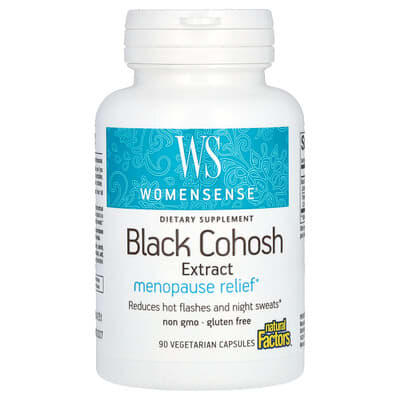 Natural Factors, WomenSense, Black Cohosh Extract, Menopause Relief, 90 Vegetarian Capsules