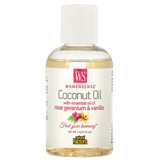 Natural Factors, WomenSense, Huile de noix de coco aux huiles essentielles de géranium rosat et de vanille, 115 ml