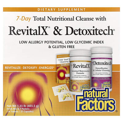 Natural Factors, 7-Day Total Nutritional Cleansing with RevitalX & Detoxitech, 1.33 lbs (603.5 g)