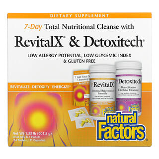 Natural Factors, Nettoyage nutritionnel total de 7 jours avec RevitalX et Detoxitech, 603,5 g