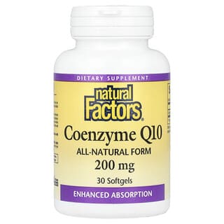 Natural Factors, Coenzima Q10, 200 mg, 30 cápsulas blandas