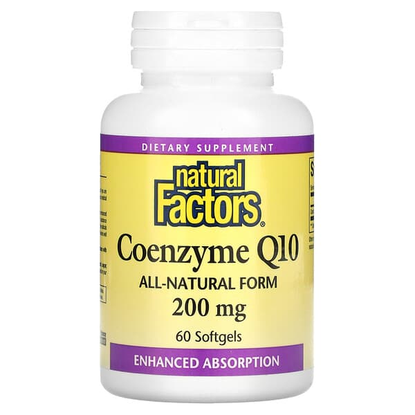 Natural Factors, Coenzyme Q10, 200 mg, 60 cápsulas blandas