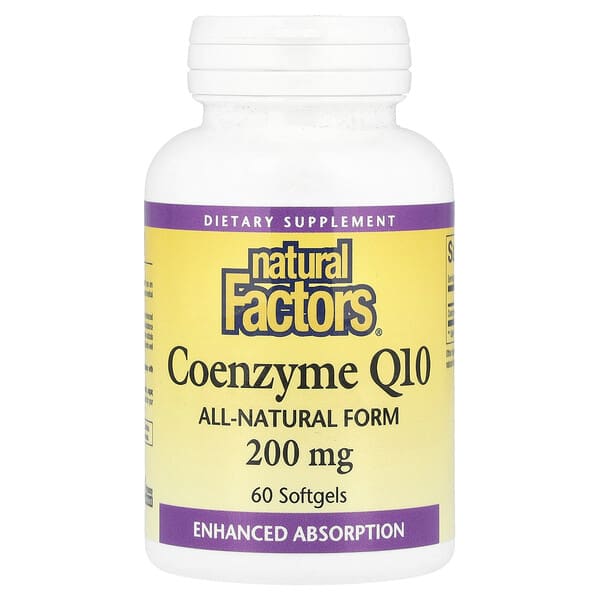 Natural Factors Coenzyme Q10, 200 mg, 60 Softgels