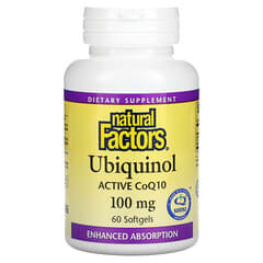 Natural Factors, Ubiquinol, CoQ10 activa, 100 mg, 60 cápsulas blandas