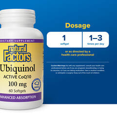 ユビキノール、活性型CoQ10（コエンザイムQ10）、100mg、ソフトジェル60粒