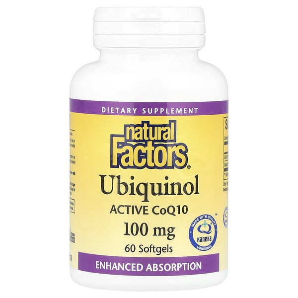 Natural Factors Ubiquinol, Active CoQ10, 100 mg, 60 Softgels
