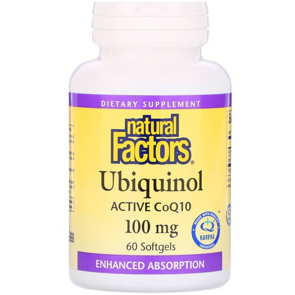 Natural Factors, ユビキノール、QHアクティブ・コエンザイム Q10、 100 mg、ソフトジェル60 錠