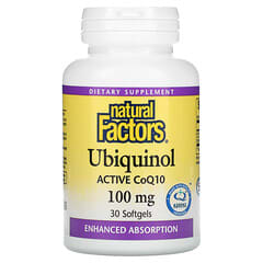 Natural Factors, Ubiquinol, CoQ10 ativa, 100 mg, 30 cápsulas softgel