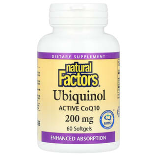 Natural Factors, Ubiquinol, 200 mg, 60 cápsulas blandas
