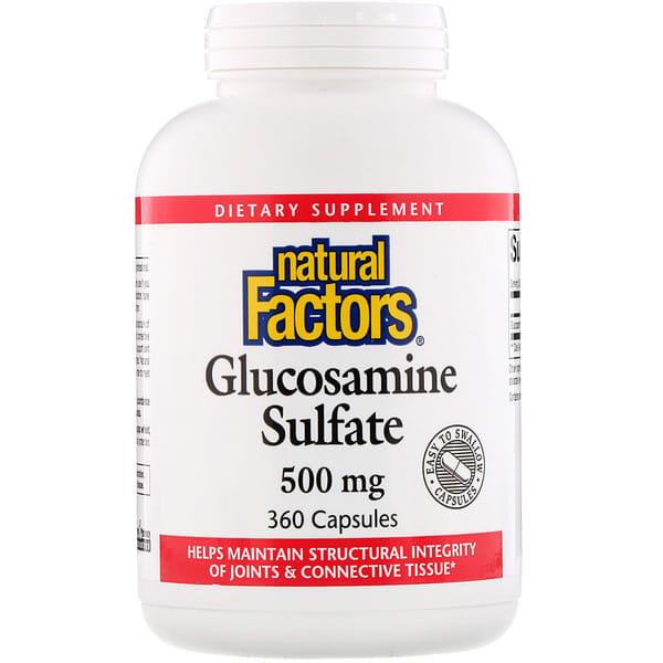 Natural Factors, グルコサミン硫酸, 500 mg, 360 カプセル