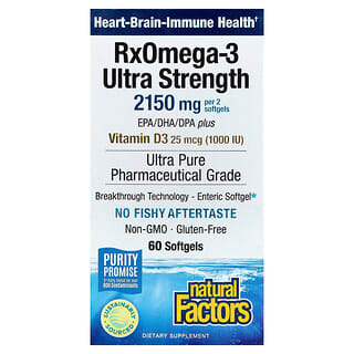 Natural Factors (내추럴팩터스), RxOmega-3 Ultra Strength Plus 비타민D3, 소프트젤 60정