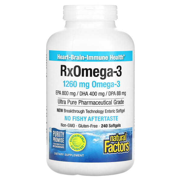 Natural Factors, Rx Omega-3, 630 mg, 240 Softgels