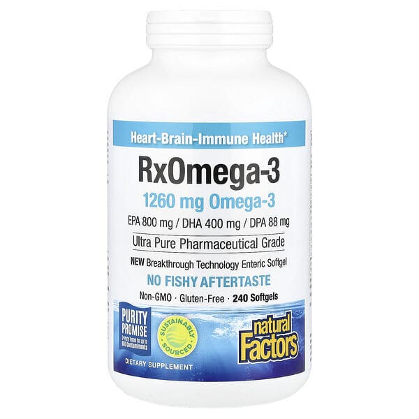 Natural Factors Rx Omega-3, 240 Softgels (630 mg per Softgel)