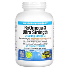 ناتورال فاكتورز‏, Ultra Strength RxOmega-3 الغني بفيتامين د3، 900 ملجم حمض ايكوسابنتانويك/حمض الدوكوساهيكسانويك، 150 كبسولة هلامية من Enteripure