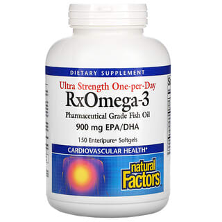 Natural Factors, RxOmega-3 ultraconcentrado de una ingesta diaria, 900 mg de EPA/DHA, 150 cápsulas blandas Enteripure