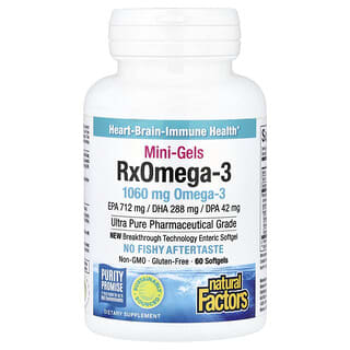 Natural Factors, RxOmega-3 в мини-капсулах, 60 капсул (530 мг в 1 капсуле)